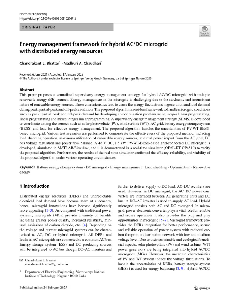 Energy Management in Hybrid Microgrids | PDF | Distributed Generation ...