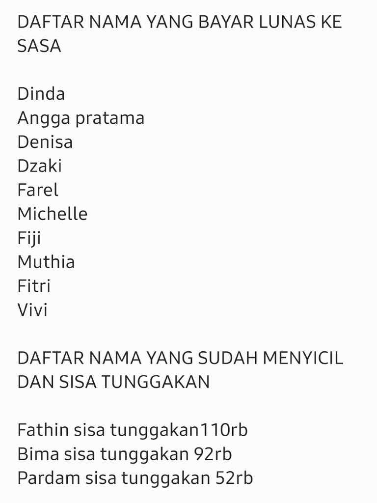 Data Kas Kelas - 250503 - 125022 | PDF
