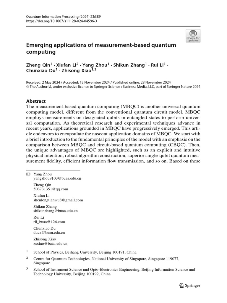 Emerging Applications of MBQC | PDF | Quantum Computing | Theoretical ...