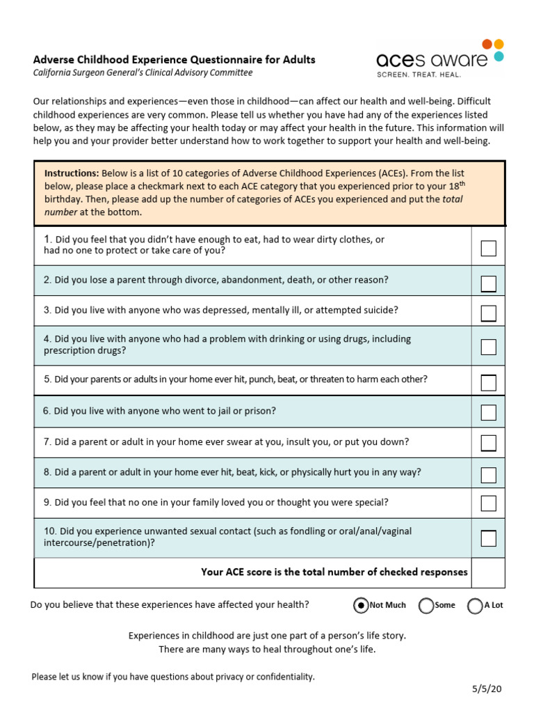 ACE Questionnaire for Adults in California | PDF
