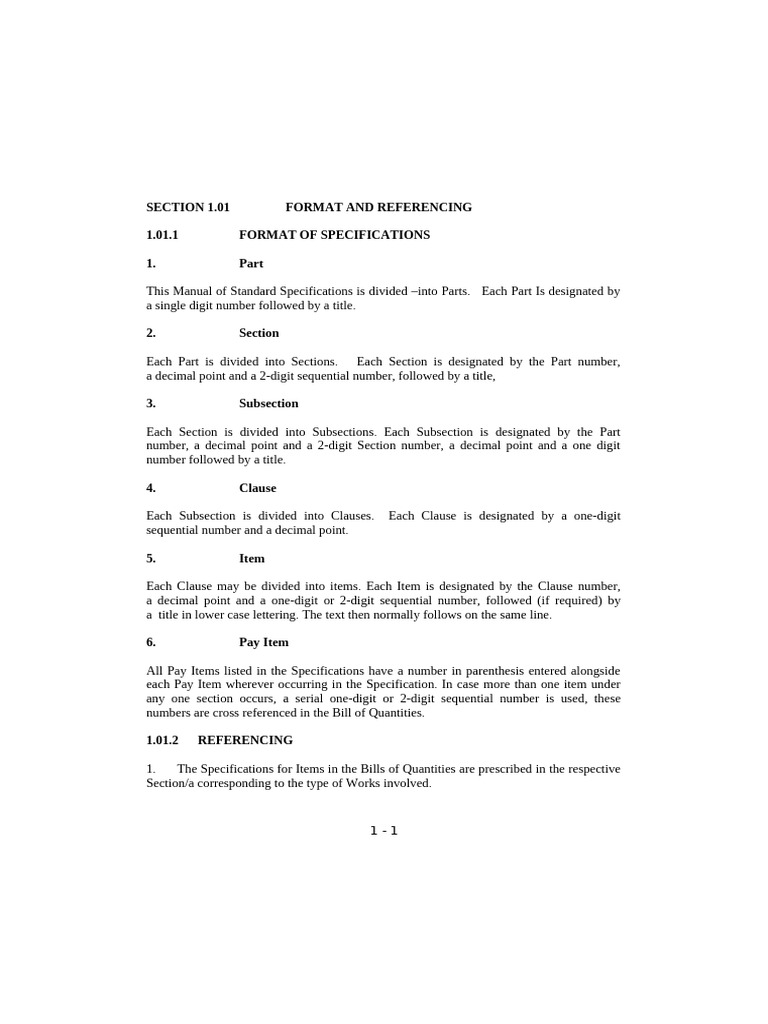 Section 1 (General Provision) | PDF | Specification (Technical Standard ...