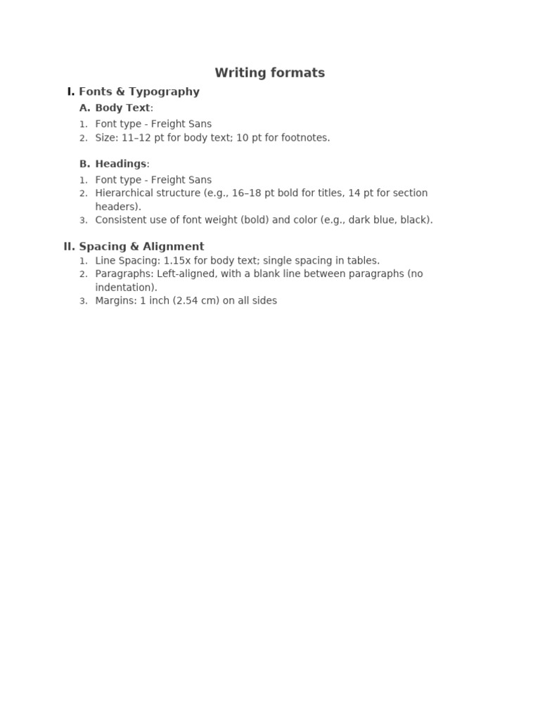 Writing Format - Font - Type, Size, Sapcing Ect | PDF