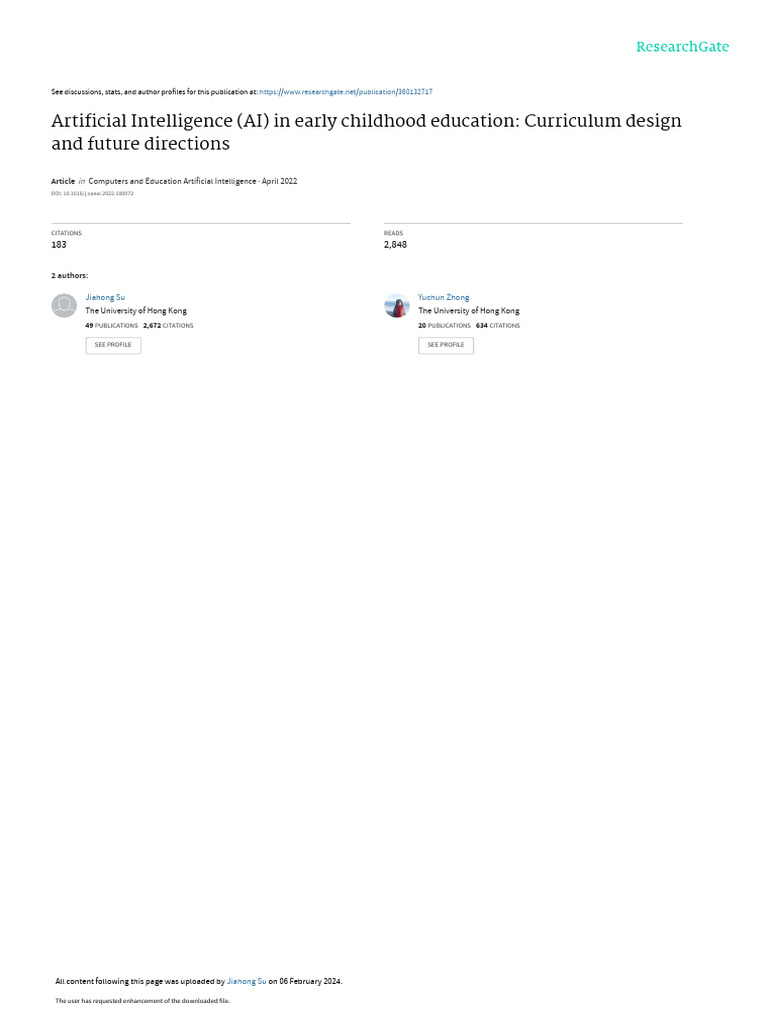 AI Curriculum Design for Early Education | PDF | Artificial ...