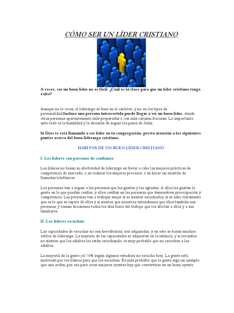 Claves del Liderazgo Cristiano Efectivo | PDF | Persuasión | Liderazgo