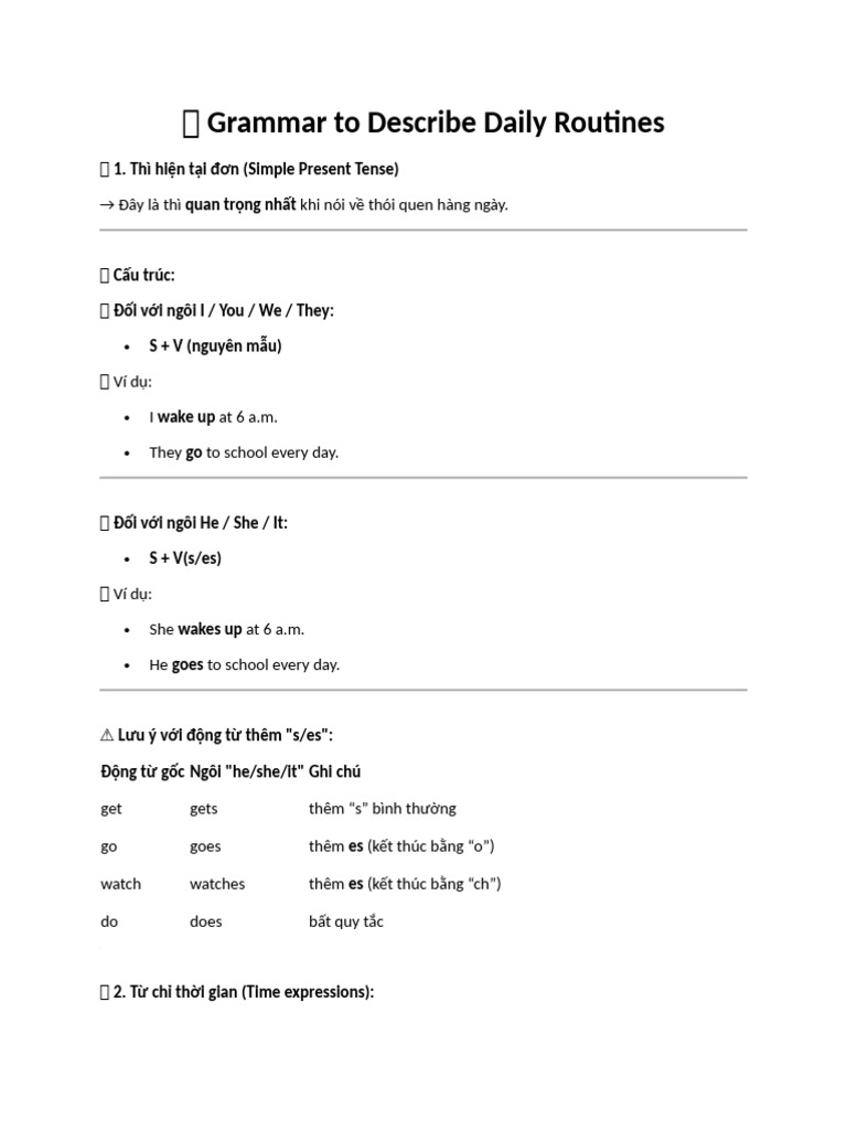 ? Grammar to Describe Daily Routines | PDF