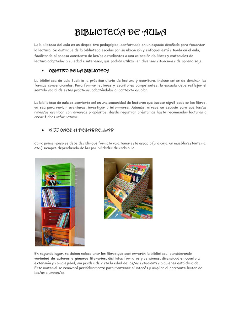 Biblioteca de Aula Proyecto 2025 | PDF | Enseñando | Salón de clases