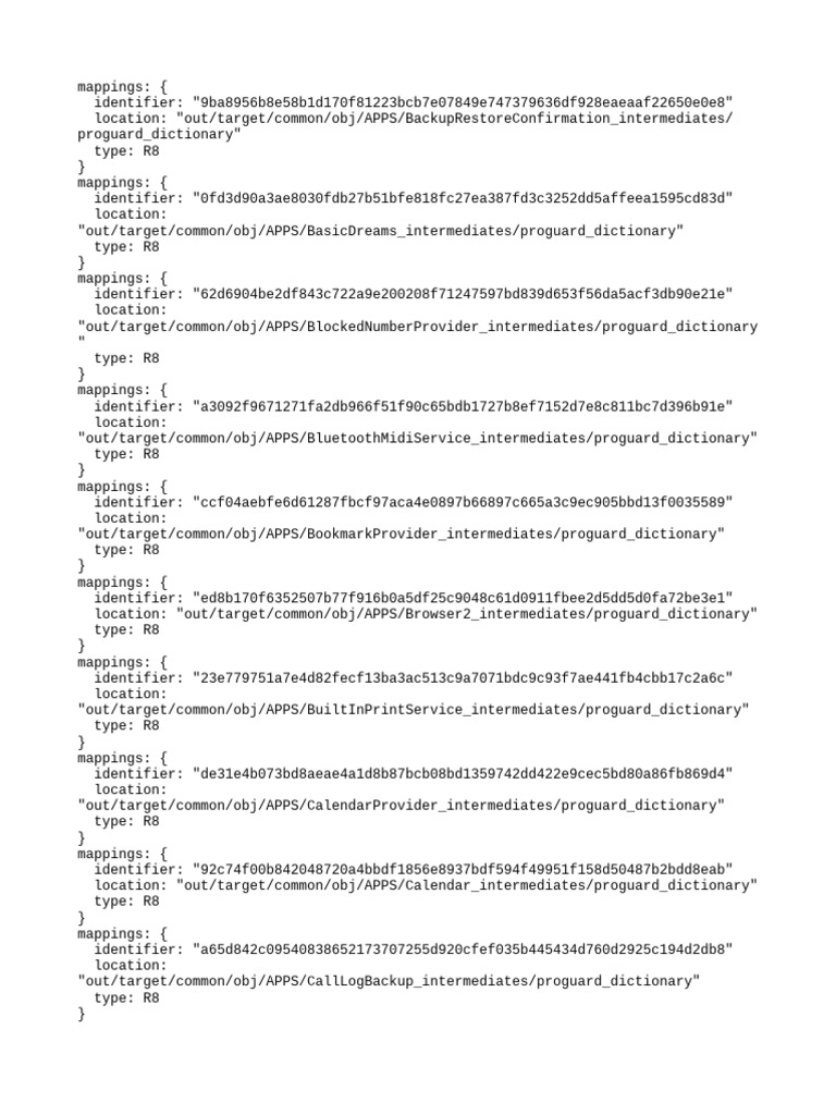 Aosp Arm64 Proguard Dict Mapping 13507738 | PDF
