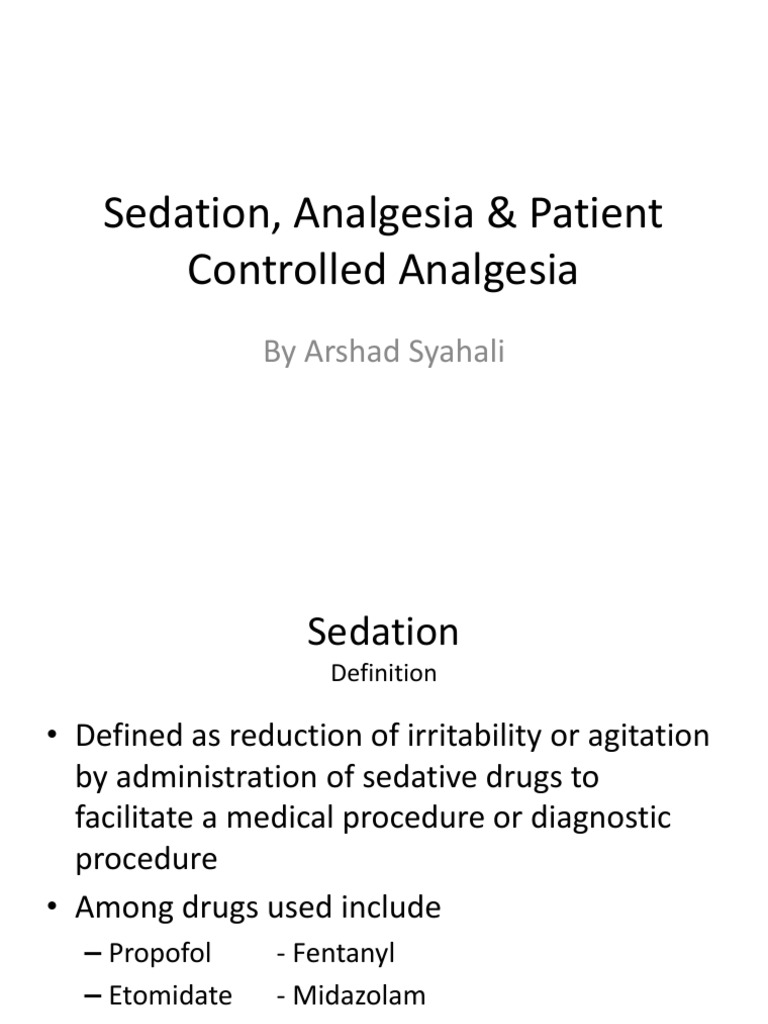 Understanding Sedation and Analgesia | PDF | Analgesic | Nonsteroidal ...