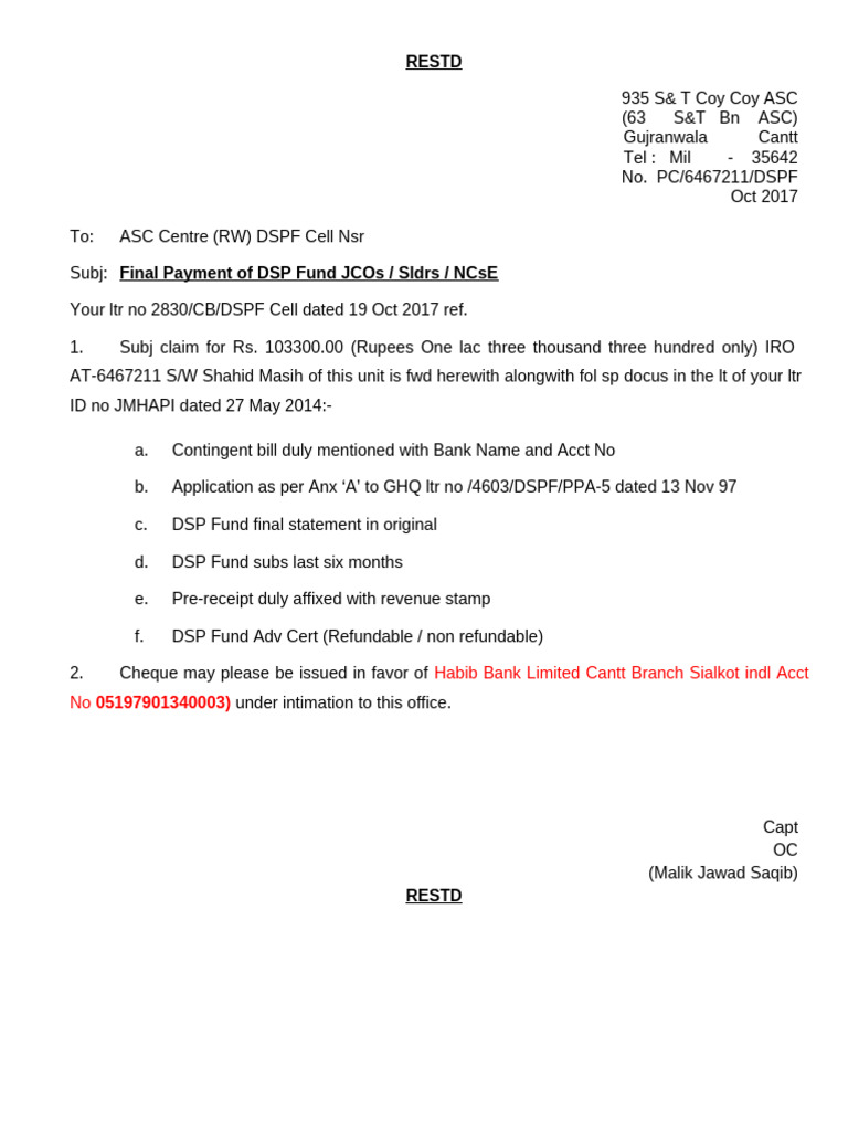 Final Payment of DSP Fund | PDF | Cheque | Corporate Jargon