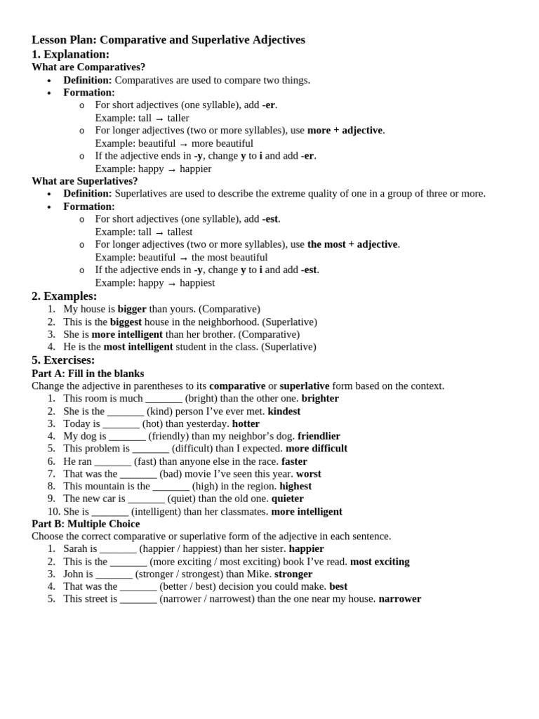 Comparative and Superlative Adjectives Guide | PDF | Grammar | Linguistics