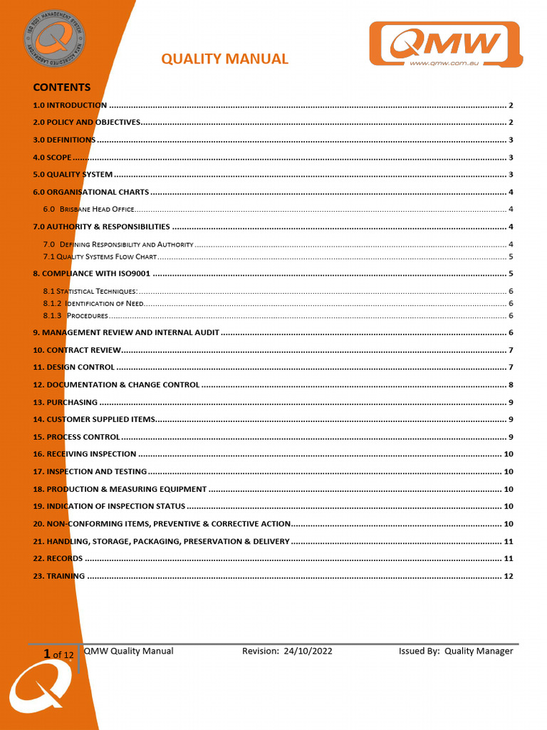 Quality Assurance Manual | PDF | Quality Management System ...