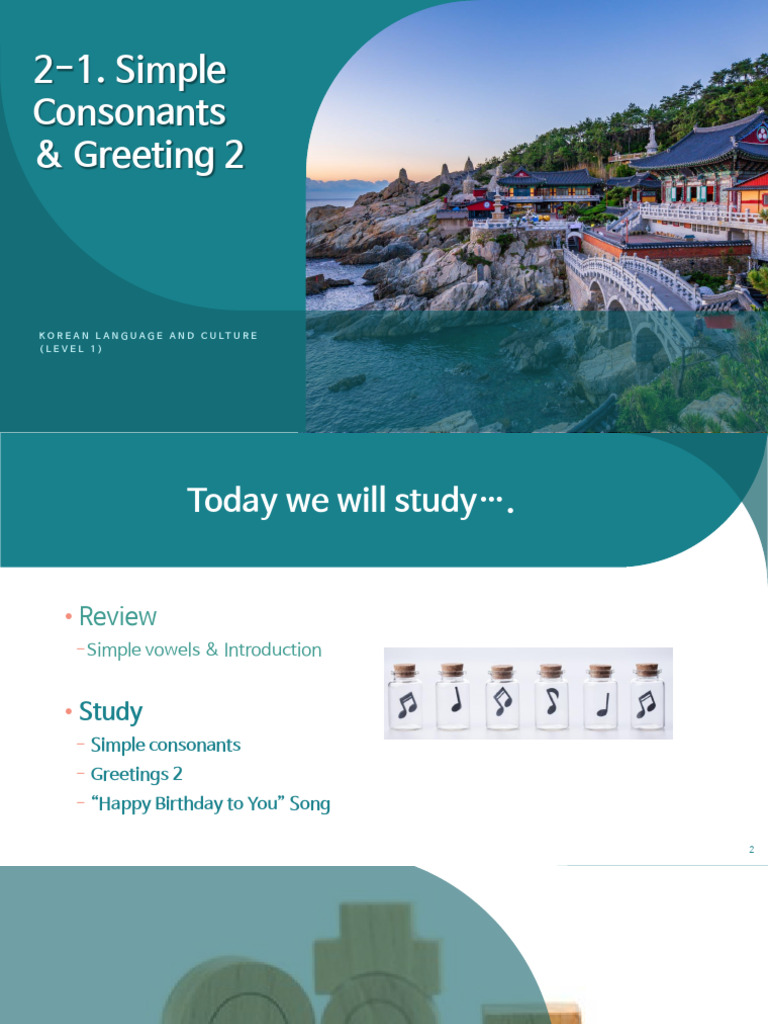 2-1. Simple Consonants and Greetings 2 | PDF | Human Voice | Language ...