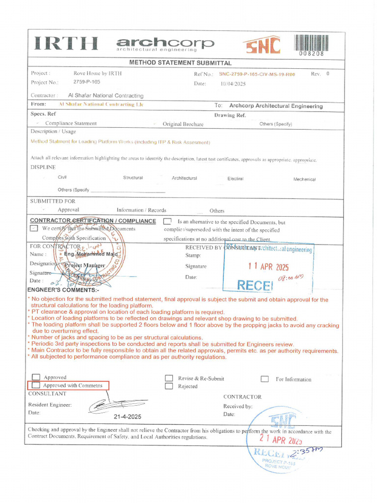 Loading Platform Method Statement Dubai | PDF | Risk | Crane (Machine)