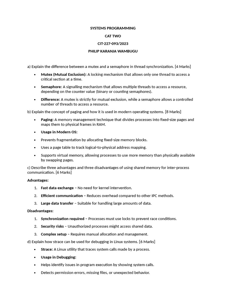 System Programming Cat 2-1 | PDF | Thread (Computing) | Process (Computing)