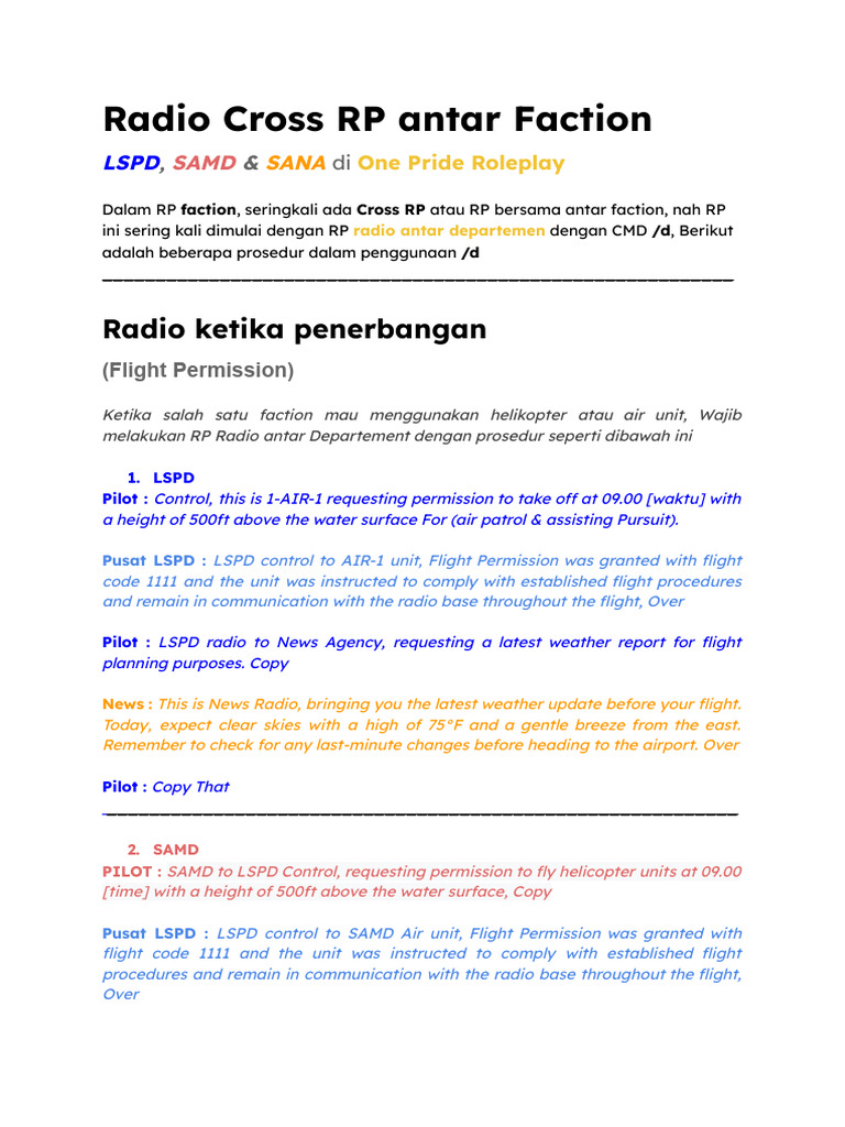 Radio Protocols for Faction RP | PDF | Transport | Aerospace
