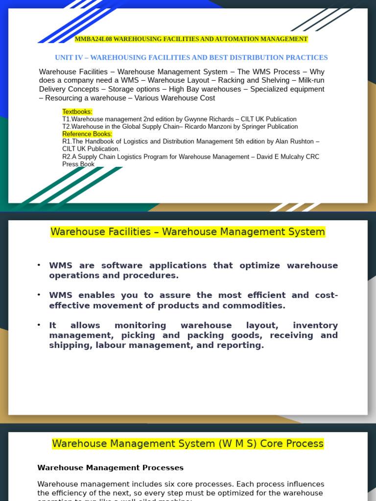 Warehousing Facilities & Automation Guide | PDF | Warehouse | Logistics
