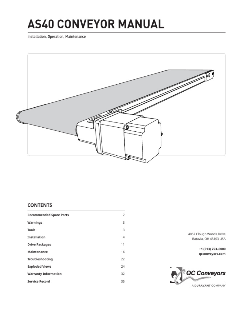 AS40 Conveyor Installation & Maintenance Guide | PDF | Belt (Mechanical ...