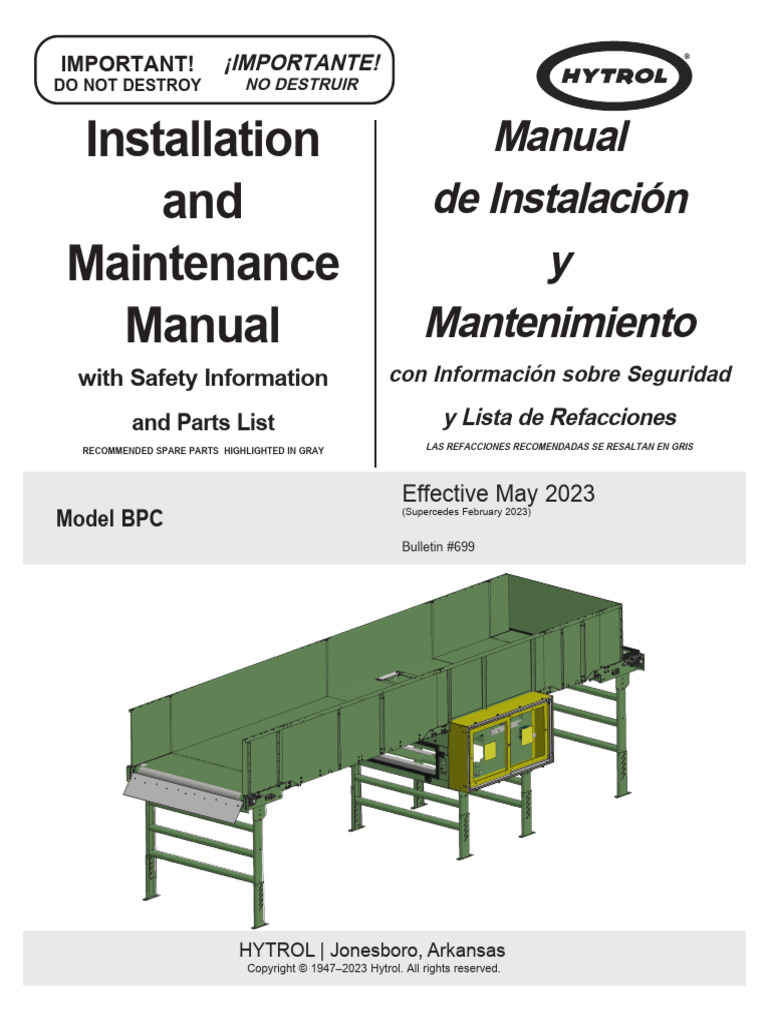 Hytrol BPC Installation & Maintenance Guide | PDF | Belt (Mechanical ...