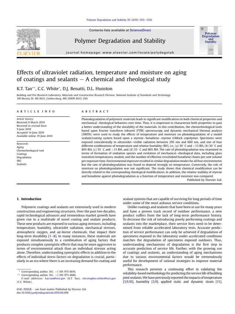 UV Radiation Effects on Coatings Aging | PDF | Polymers | Polymer Chemistry