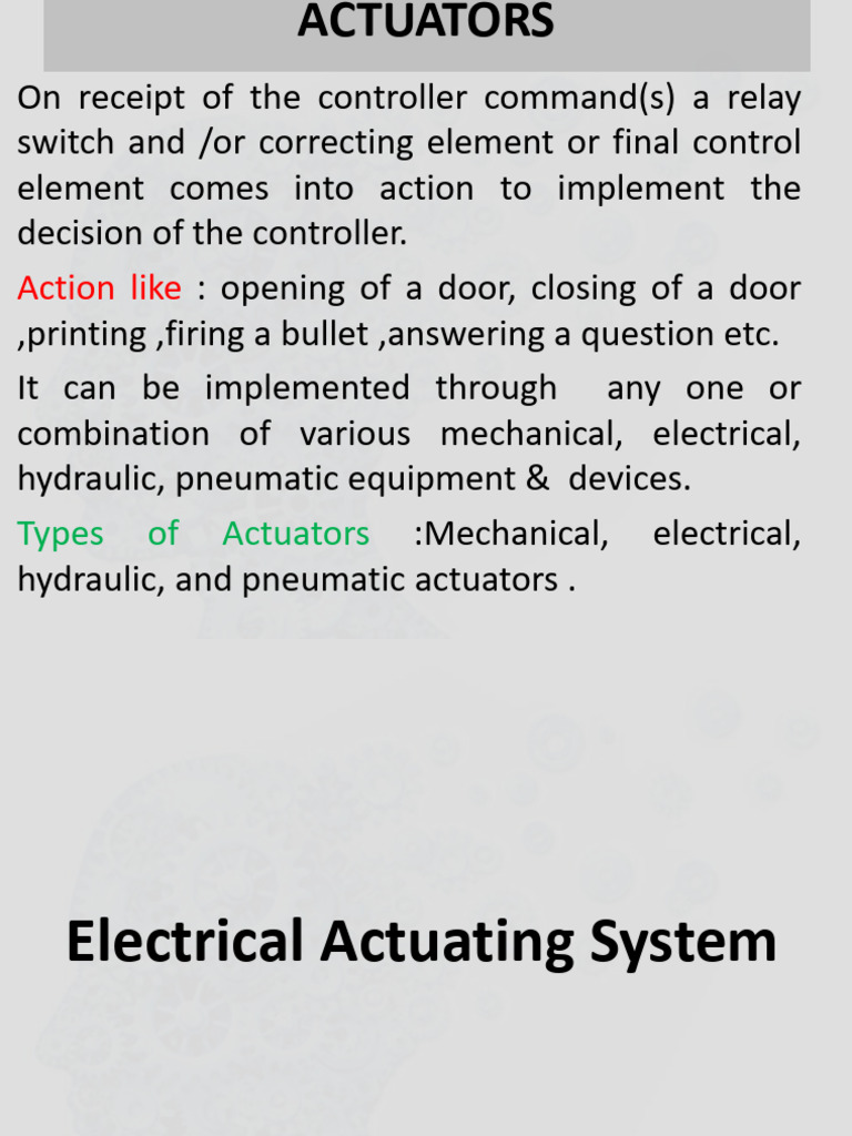 Types and Functions of Electric Actuators | PDF | Electric Motor | Relay