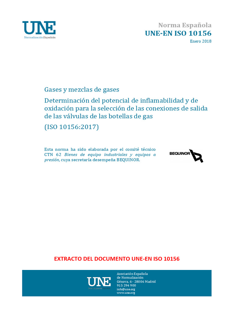 Norma UNE-EN ISO 10156 sobre Gases | PDF | Gases | Materiales