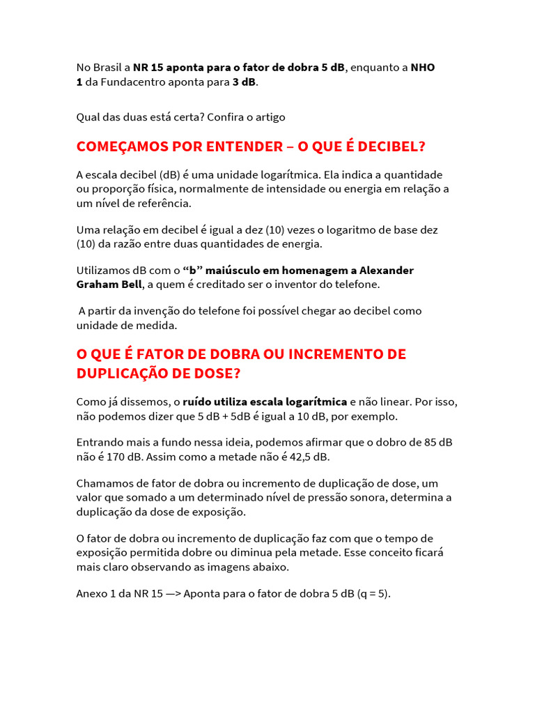Divergências no Fator de Dobra em dB | PDF | Decibel | Quantidade