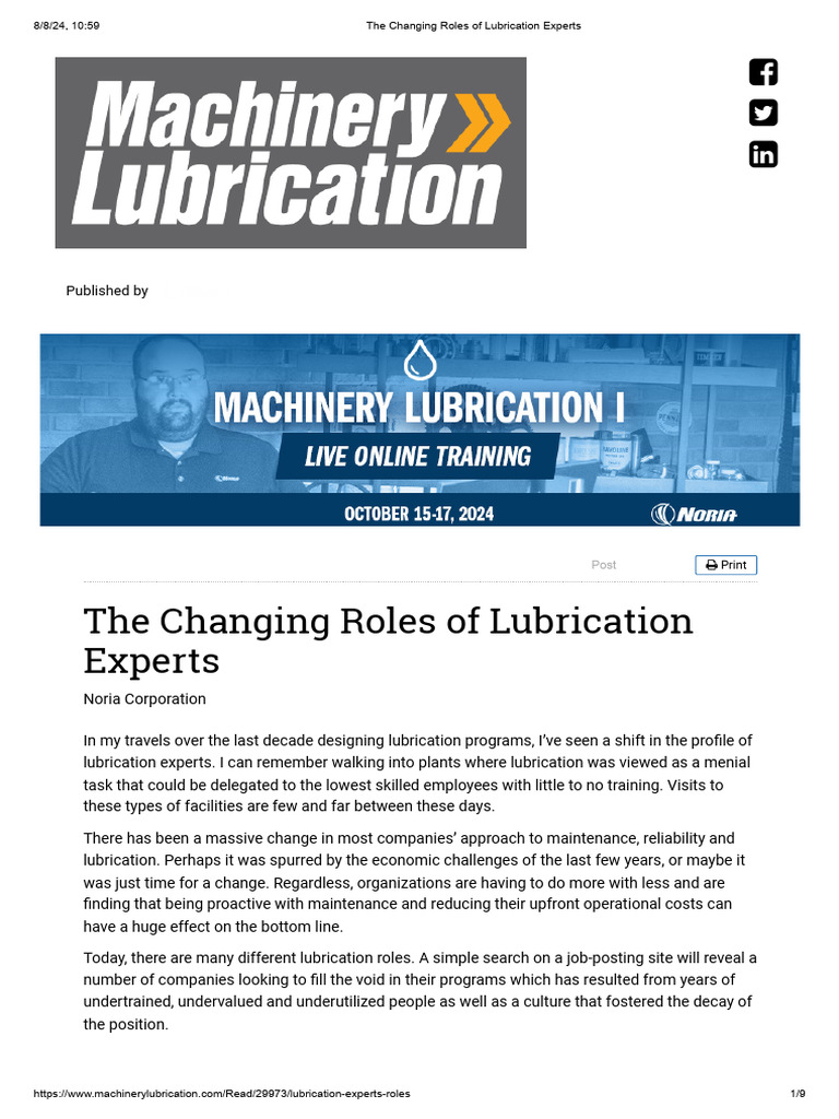 45.7.the Changing Roles of Lubrication Experts | PDF | Lubricant