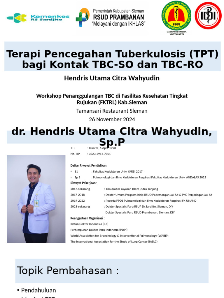 Terapi TBC: Panduan TPT untuk Kontak | PDF