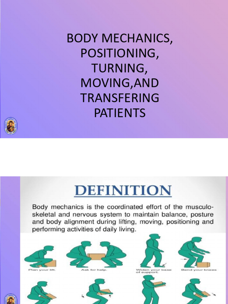 Patient Transfer and Body Mechanics Guide | PDF | Chair | Wheelchair