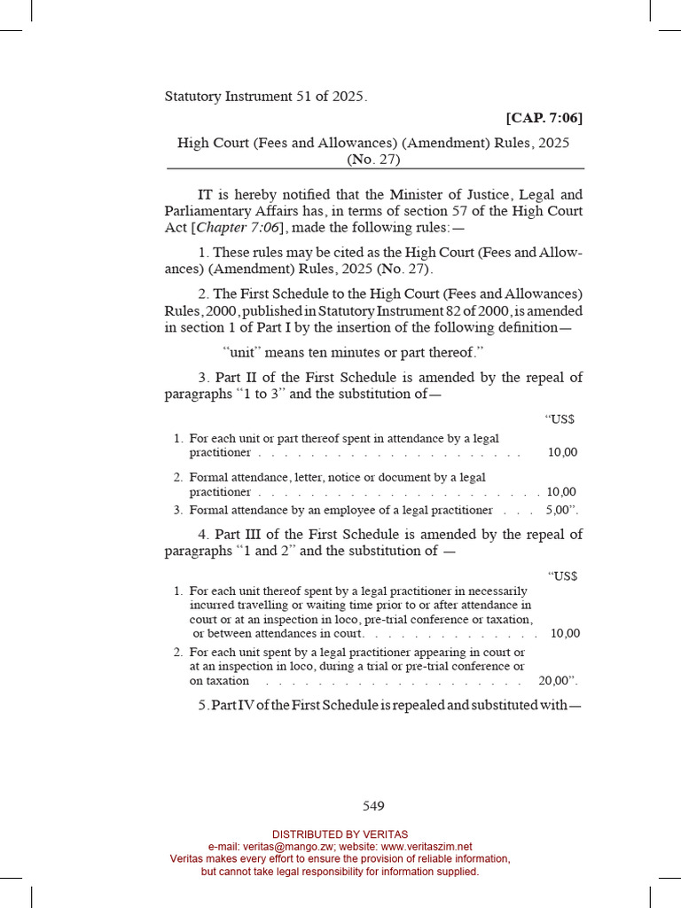 High Court Fees Amendment Rules 2025 | PDF | Affidavit | Repeal