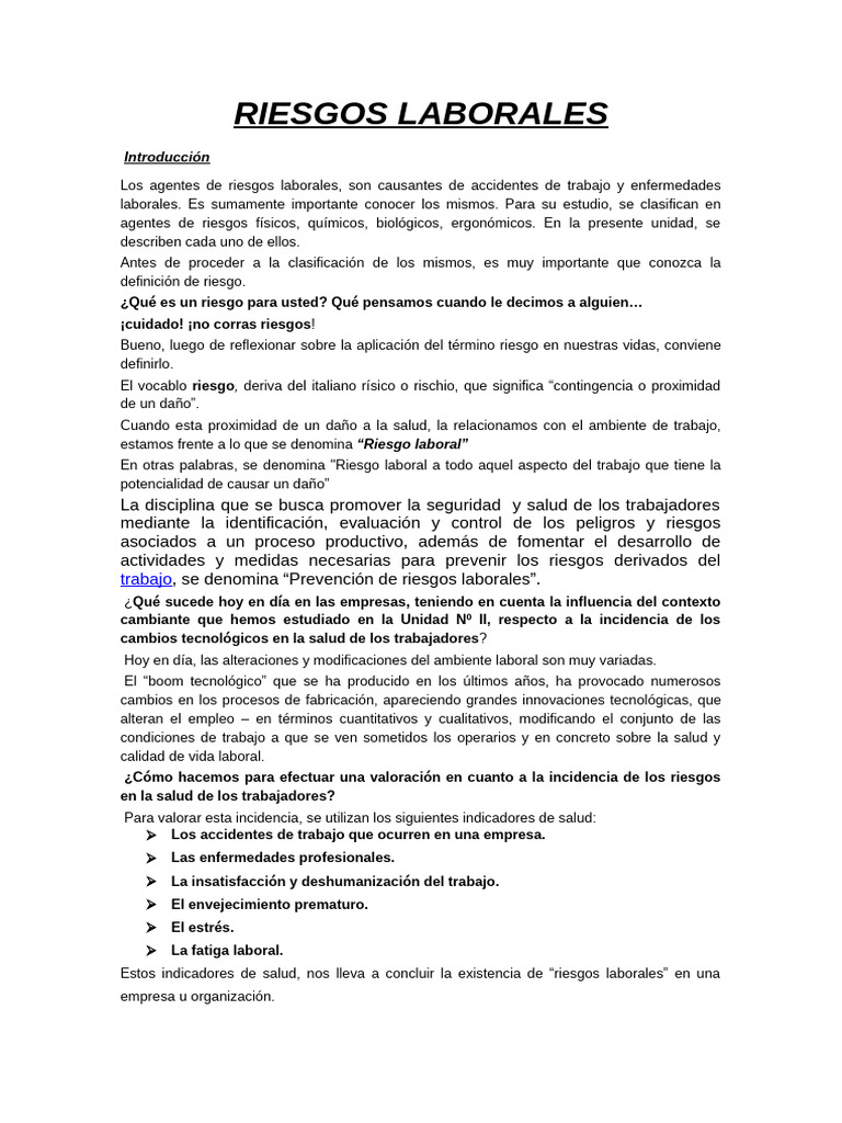 Clasificación de Riesgos Laborales | PDF | ruido | Oído