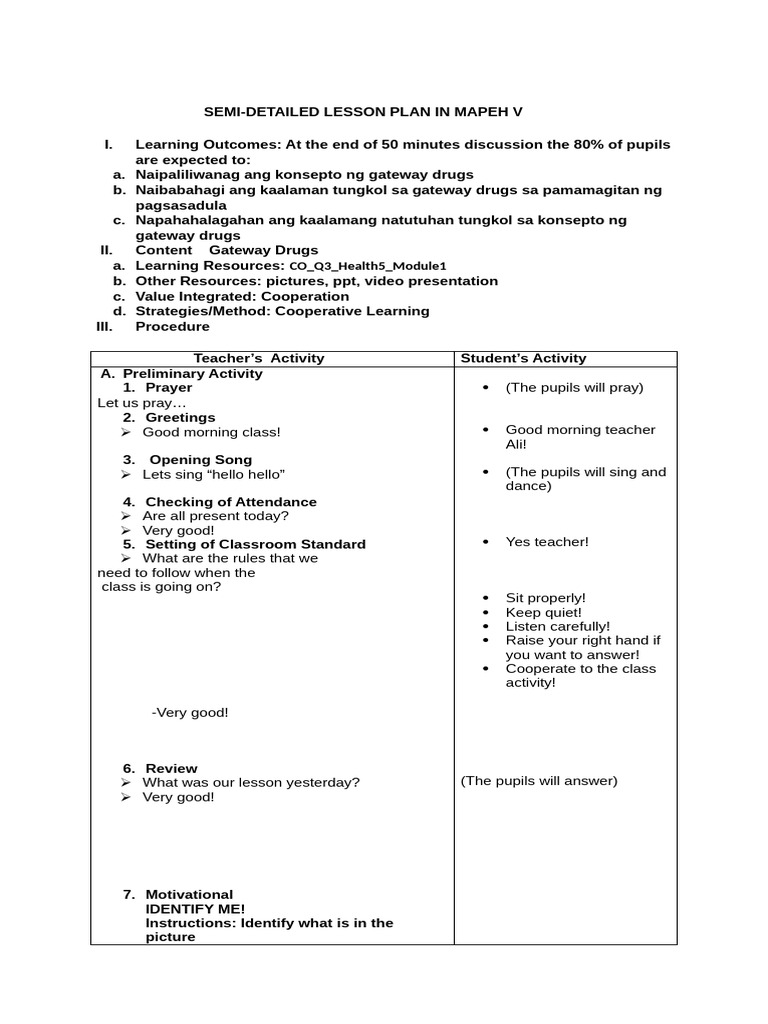Lesson Plan in Health Final | PDF