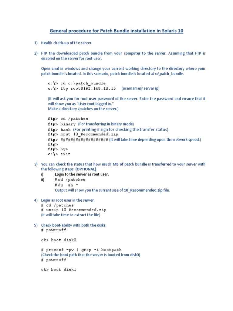 Solaris 10 Patch Bundle Installation Guide | PDF | File Transfer ...