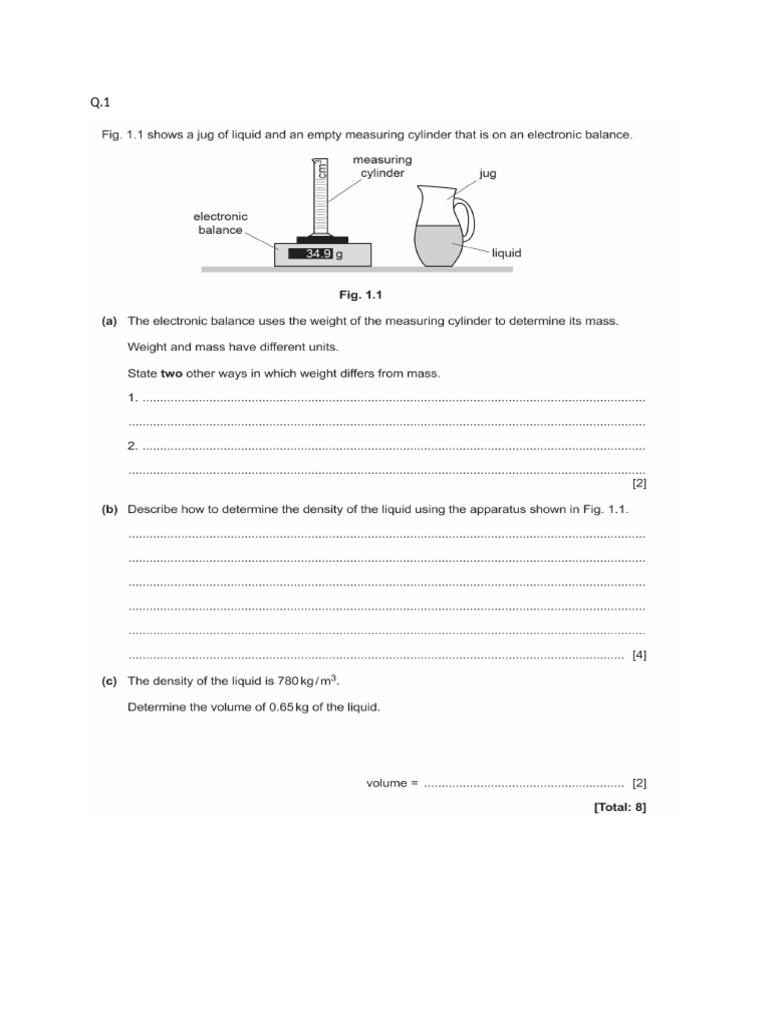 GCE O Level Physics Chapter 4 Mass, Weight and Density | PDF