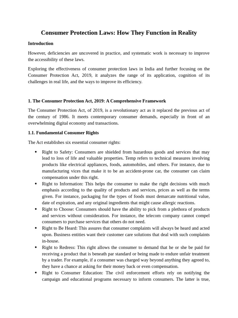 Consumer Protection Laws How They Function in Reality | PDF | Consumer ...