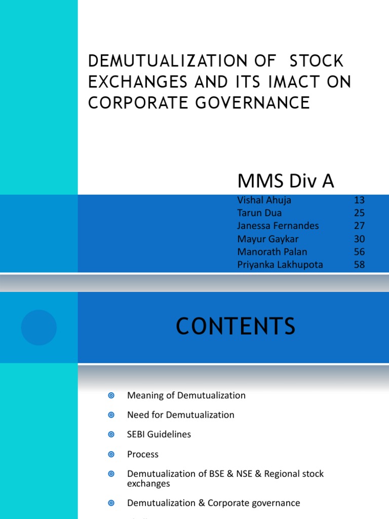 Demutualization of Stock Exchanges and Its Imact On Corporate ...