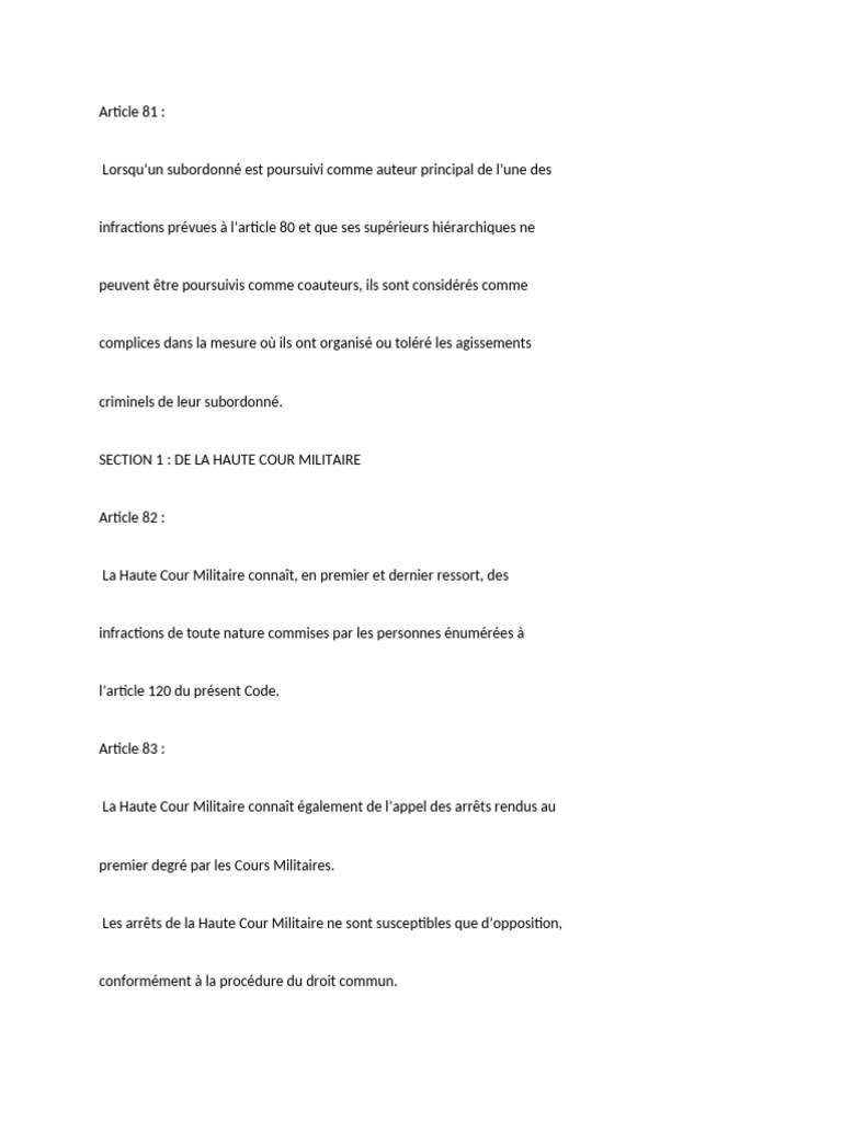 Infractions et Juridiction Militaire | PDF
