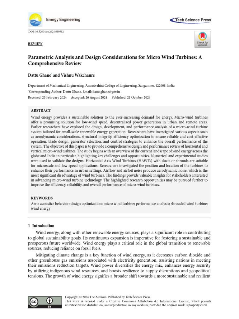 Micro Wind Turbines: Design and Analysis | PDF | Wind Power | Renewable ...