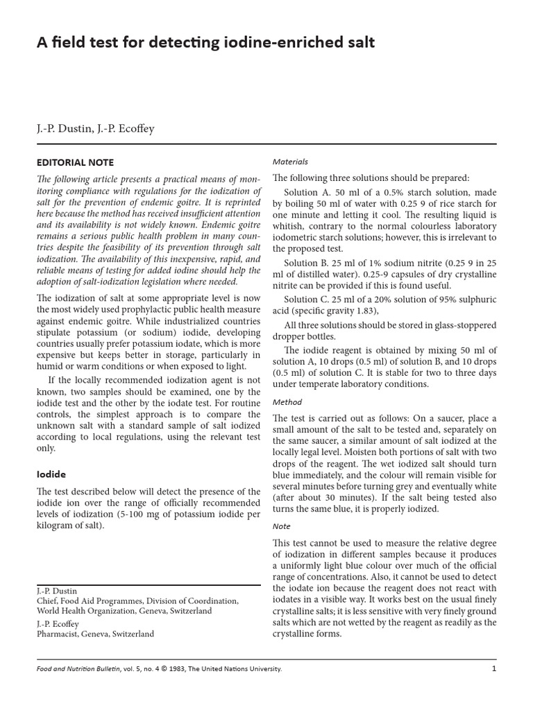 Iodine Detection in Salt Testing | PDF | Salt | Materials