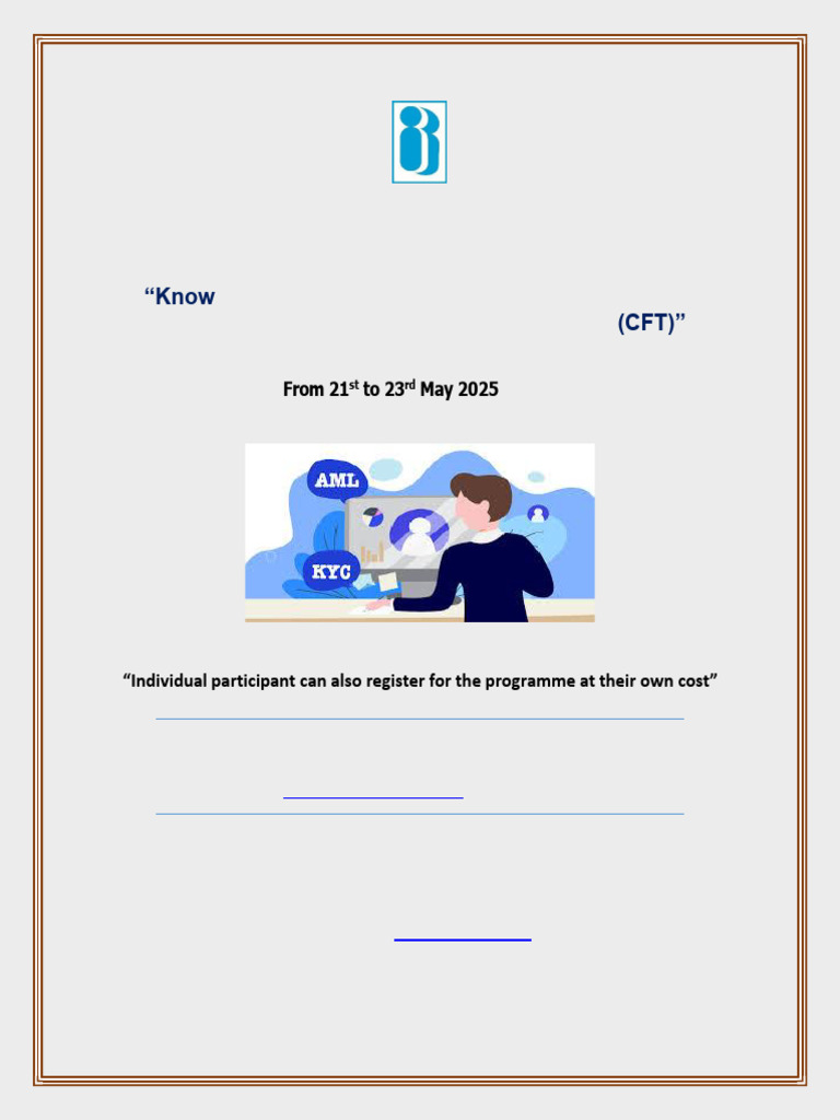 21 To 23 May 2025 Brochure AML KYC | PDF | Financial Regulation | Business