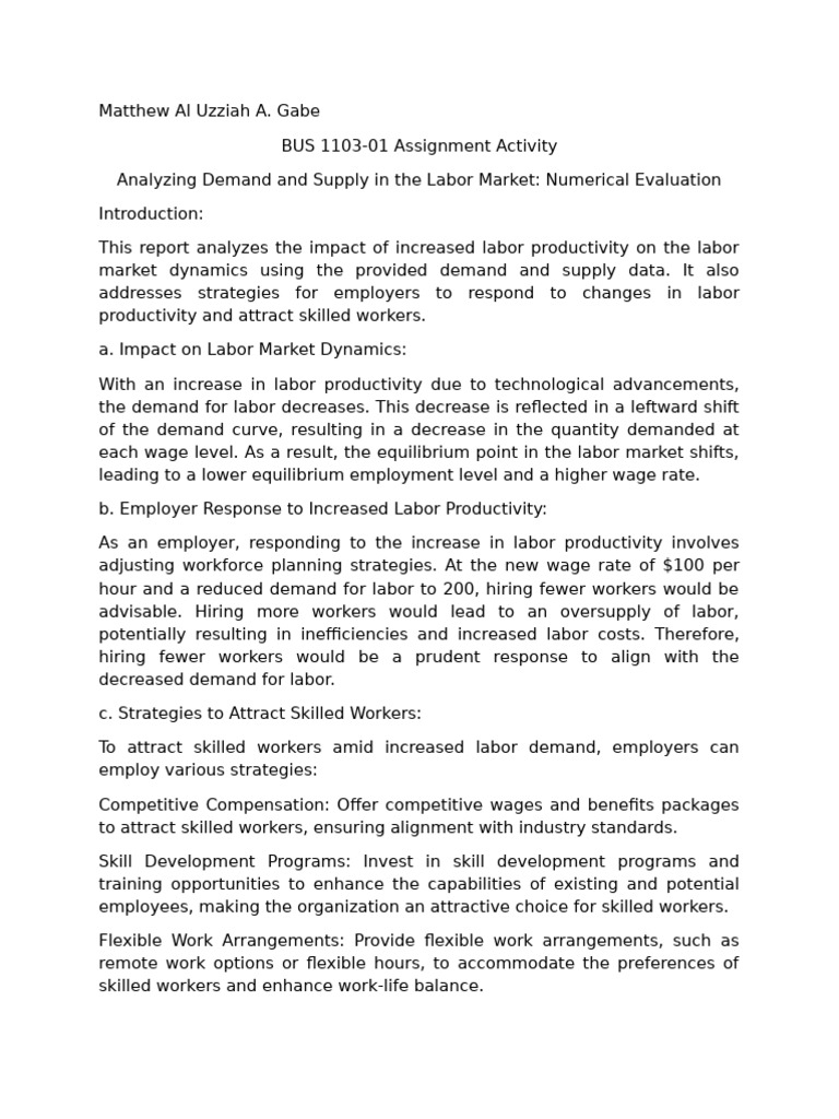 BUS 1103-01 - Assignment Activity Unit 2 | PDF | Labour Economics ...