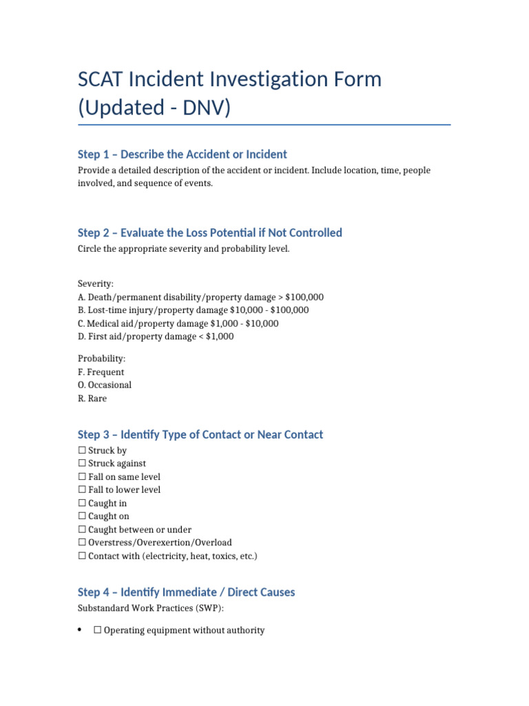 SCAT Incident Investigation Form Guide | PDF