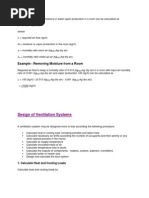 Design of Ventilation Systems: Example - Removing Moisture From A Room