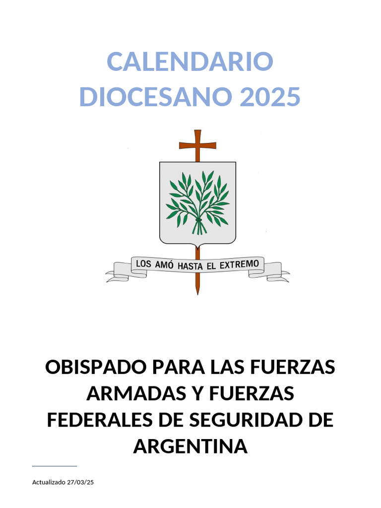 Calendario Diocesano 2025 | PDF | Fiestas cristianas y días santos