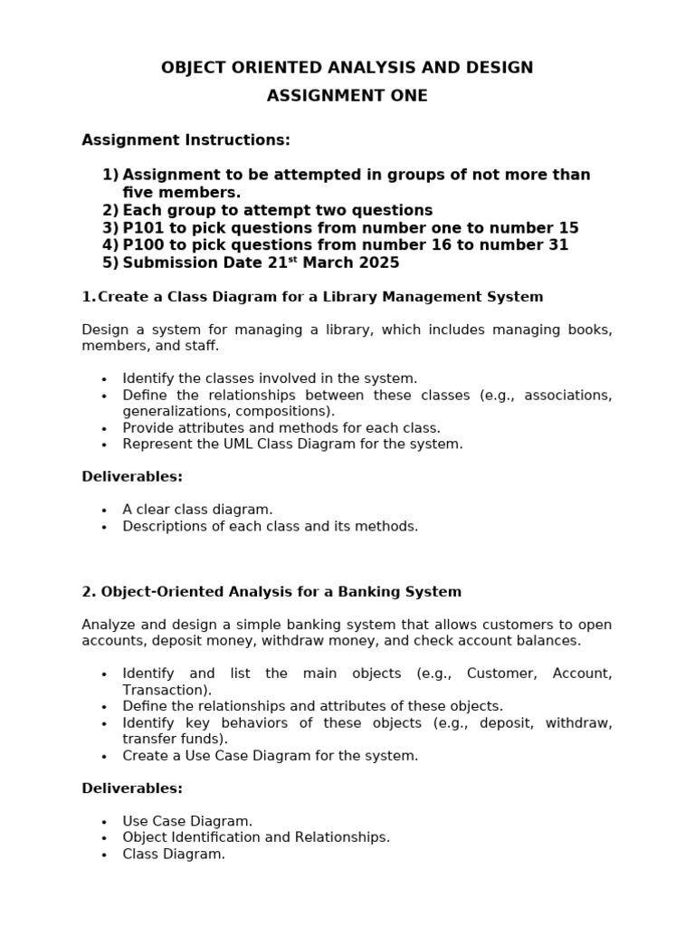 Object-Oriented Design Assignment Guide | PDF | Use Case | System