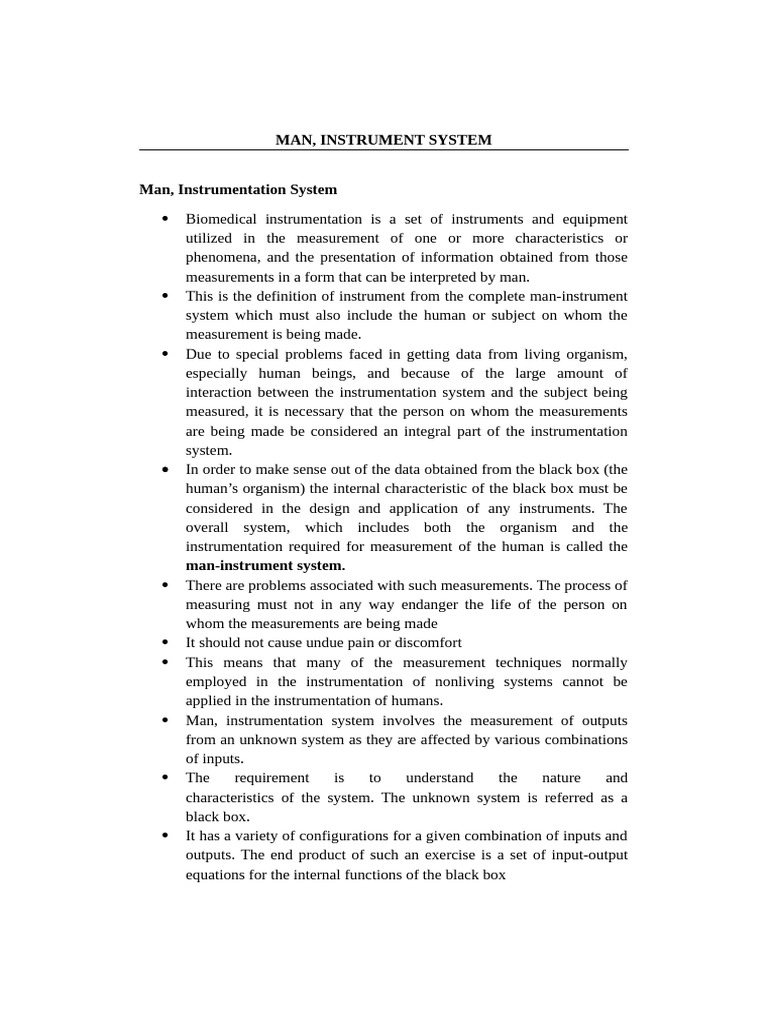 Man Instrumentation System | PDF | Instrumentation | System