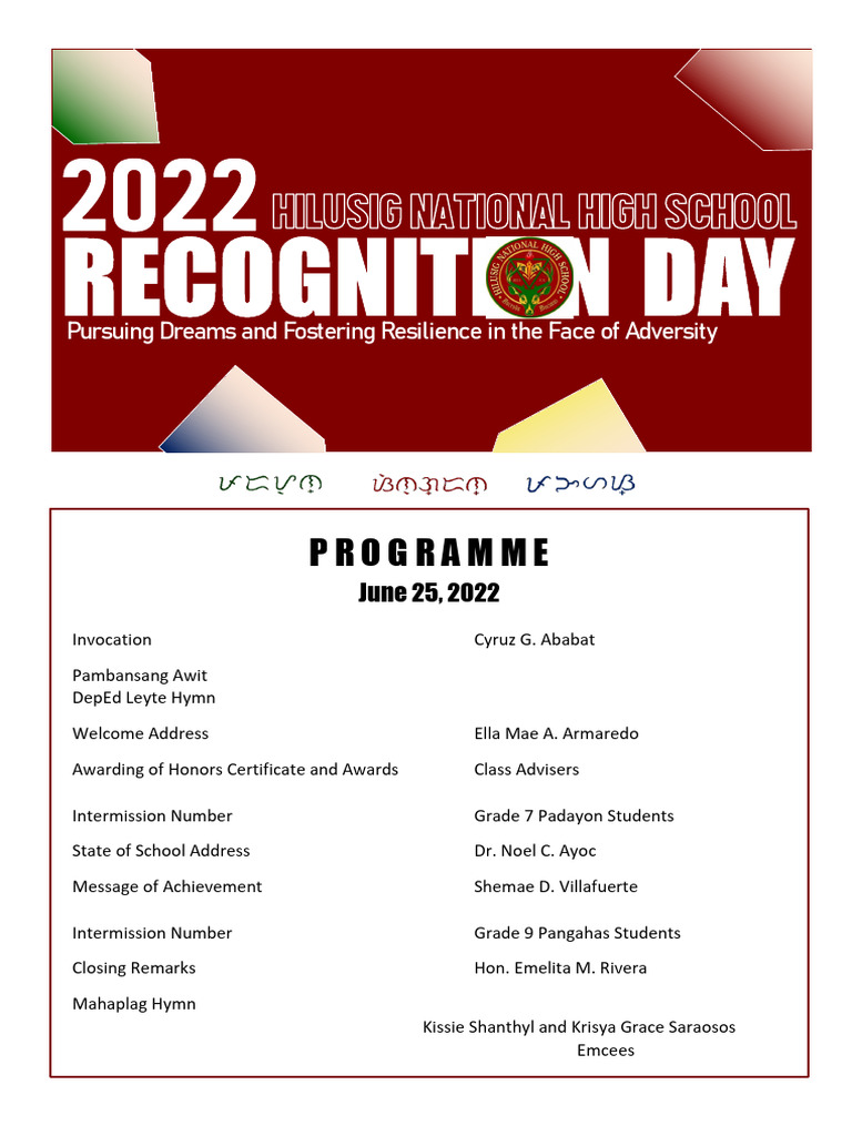 Resilience and Achievement Ceremony 2022 | PDF