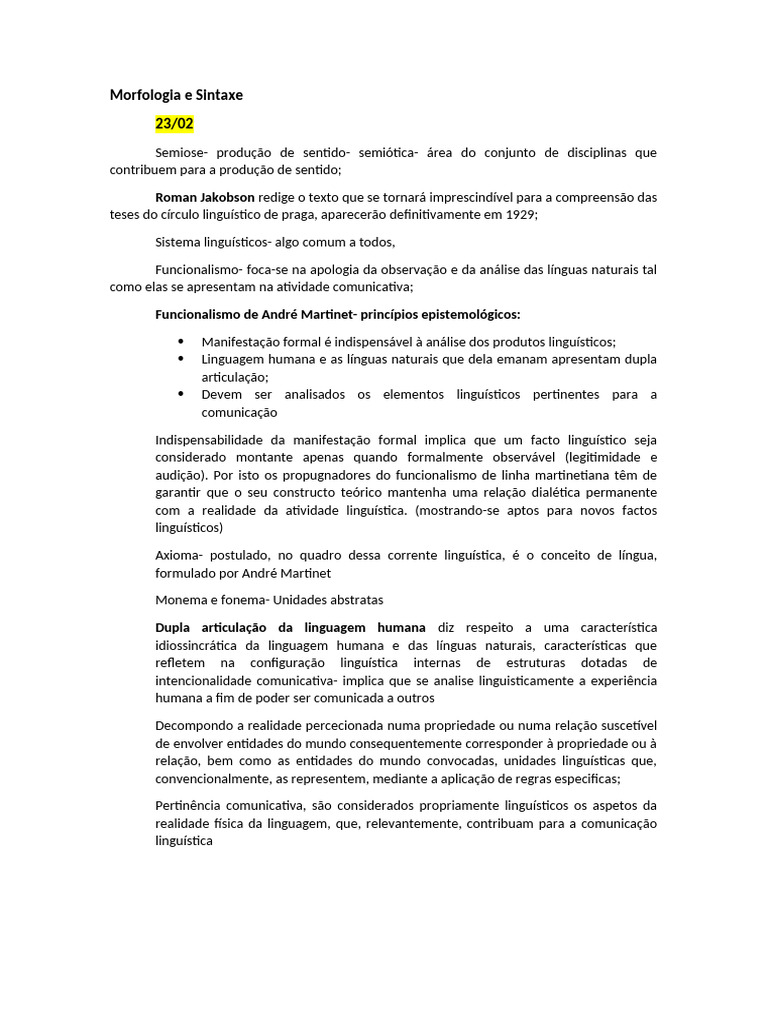 Morfologia e Sintaxe | PDF | Linguística | Experiência