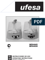 Umidificador Ufesa - Manual - Hf 6445 e Hf 6450