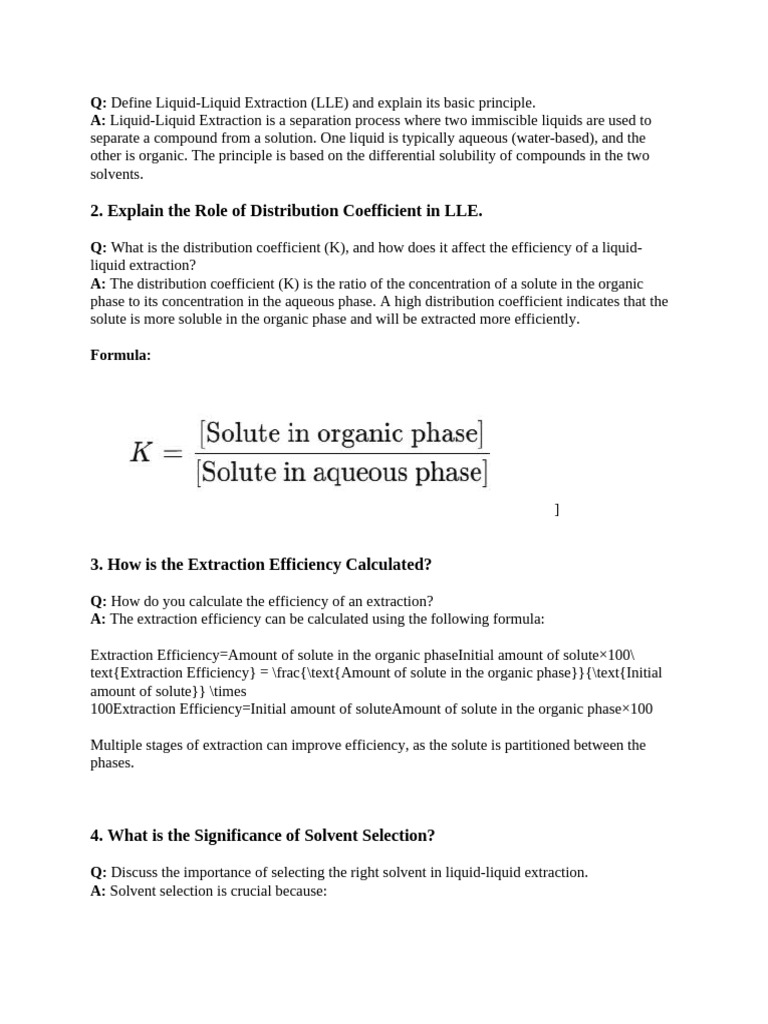 Liquid - Liquid Extraction Discussion Questions | PDF | Acid ...